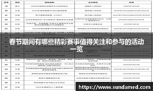 春节期间有哪些精彩赛事值得关注和参与的活动一览