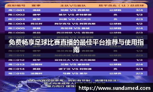 免费畅享足球比赛直播的最佳平台推荐与使用指南